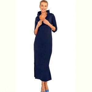Gretchen Scott Designs Navy Dress with Ruffle collar